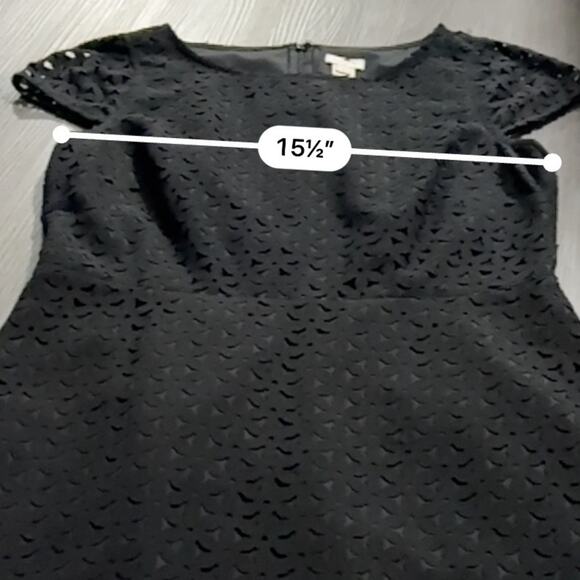 J. Crew Factory Laser-Cut Black Short Cap Sleeve A-Line Mini Dress Size 6 - Picture 7 of 8